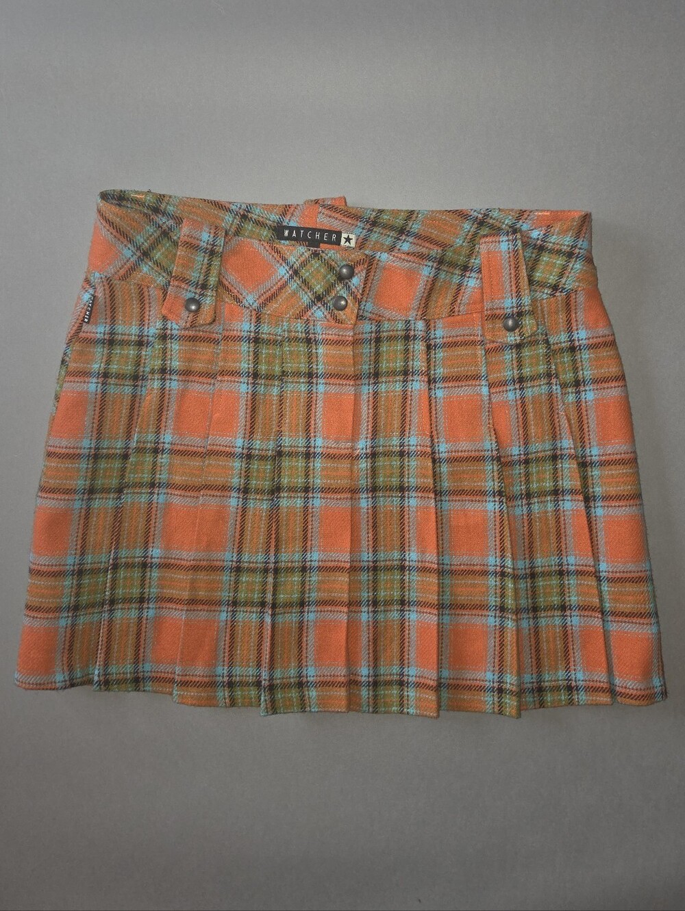 Vintage Watcher Plaid Pleated Mini Skirt Size 32 Inch Waist